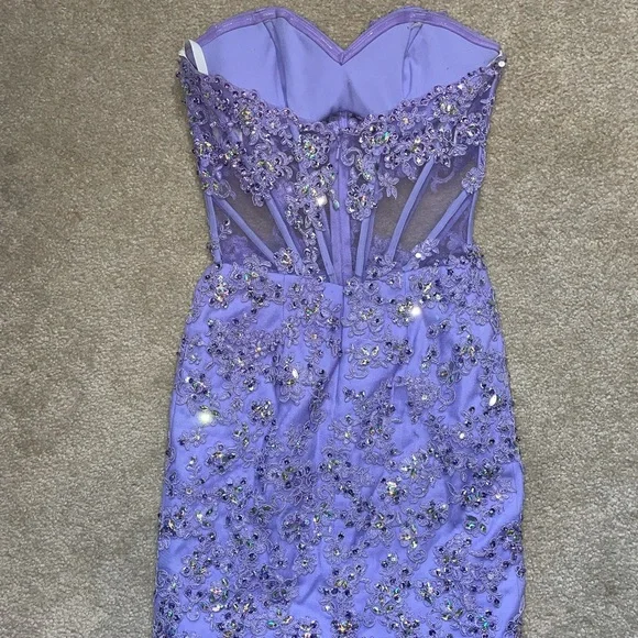 Strapless Lavender Prom Dress - Picture 10 of 16